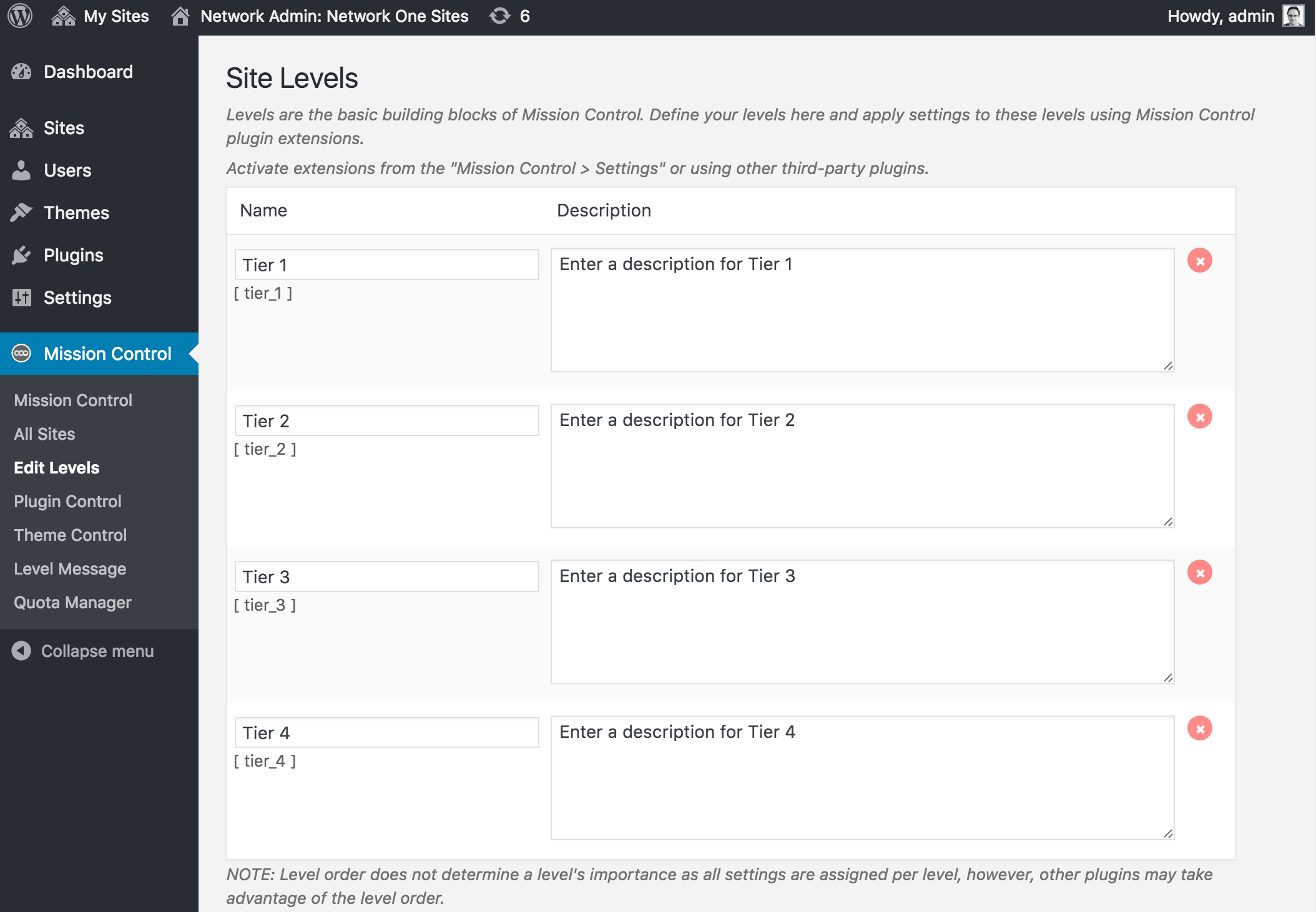 Edit your site levels.
