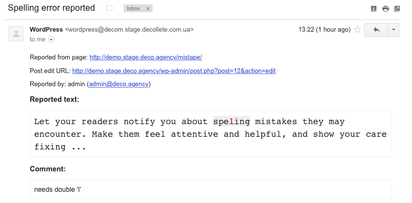 Mail notification.