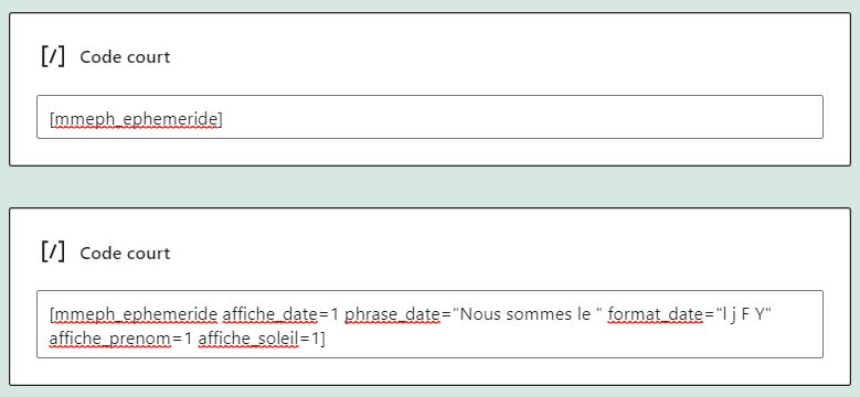 Frontend : ephemeris as a phrase