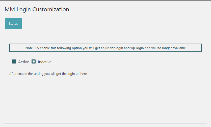 MM Login Customization status inactive