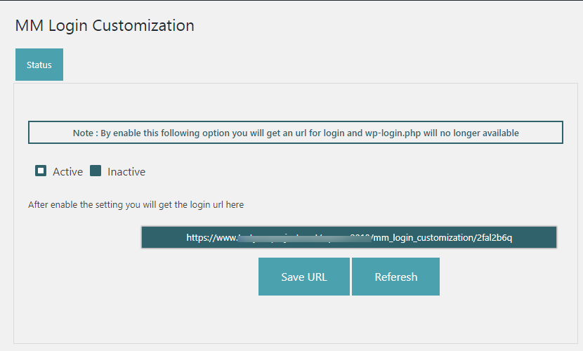 By status active auto generate login URL and save URL