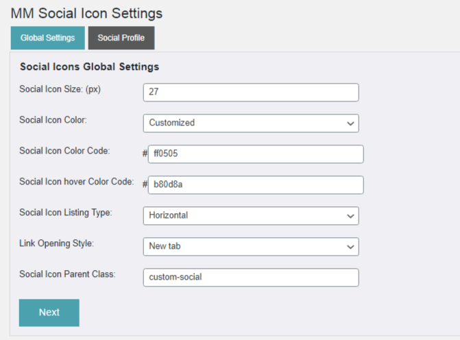 Admin global settings