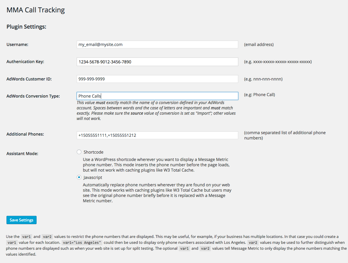 Plugin Settings