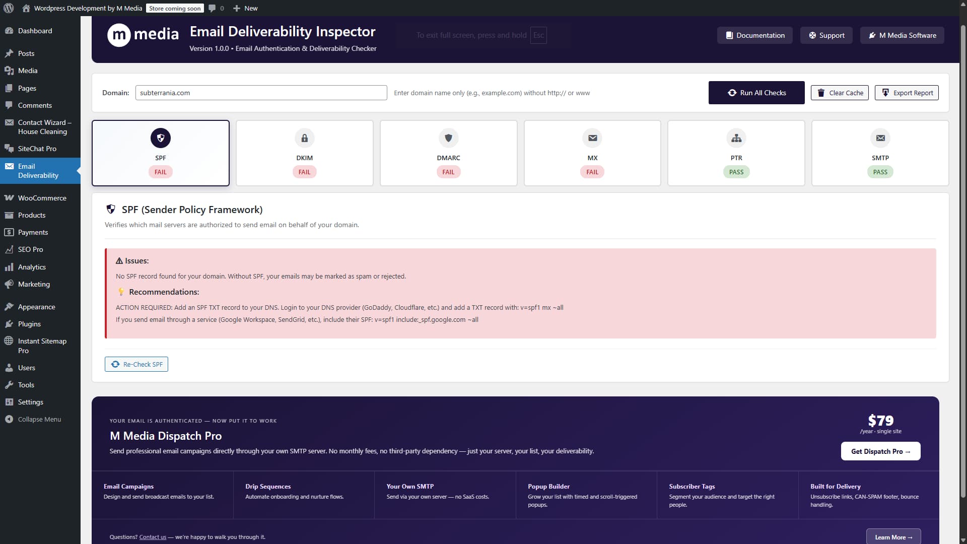 MX records - fail with recommendations