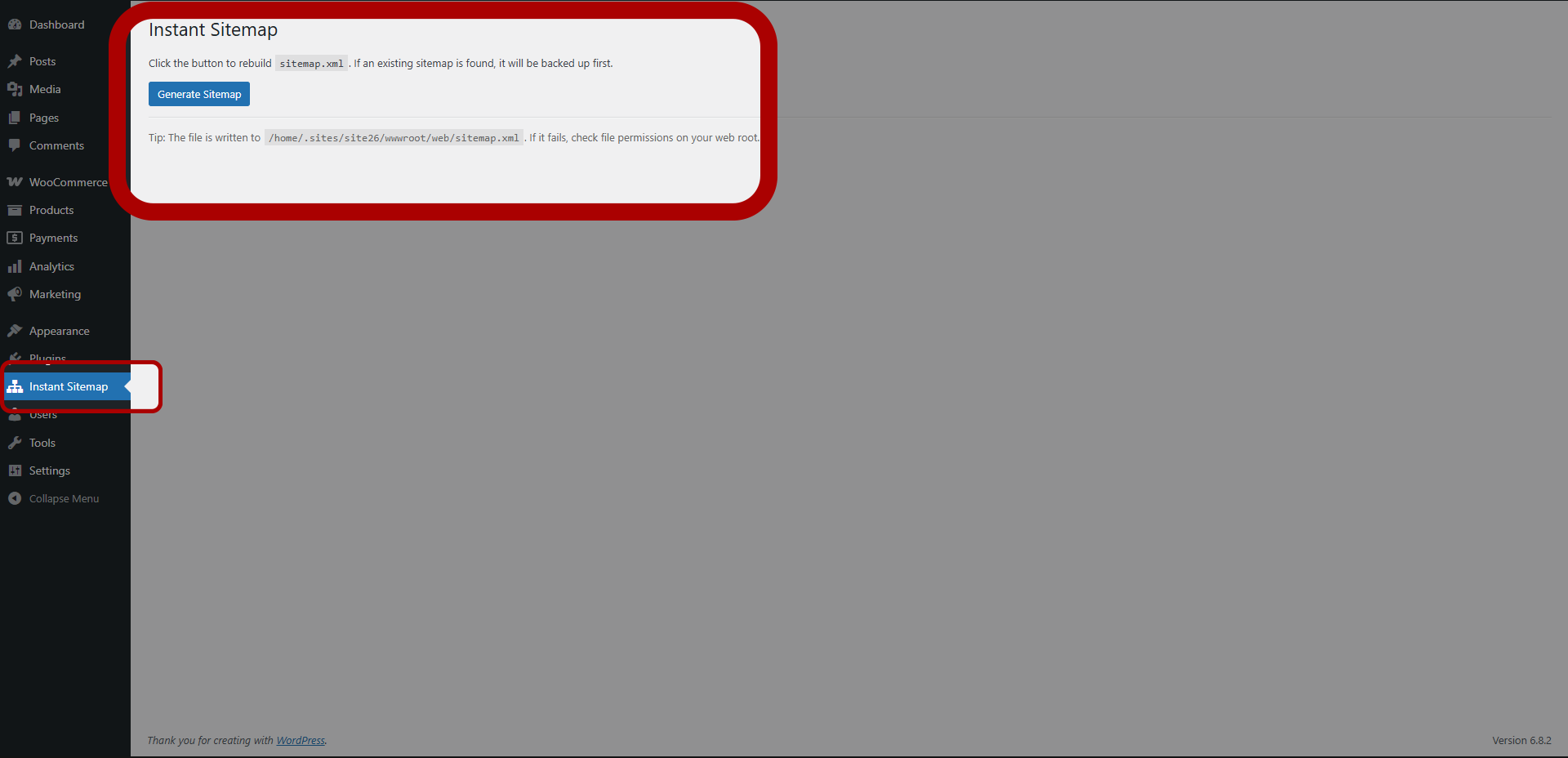 Click **Generate Sitemap** to create your complete sitemap.