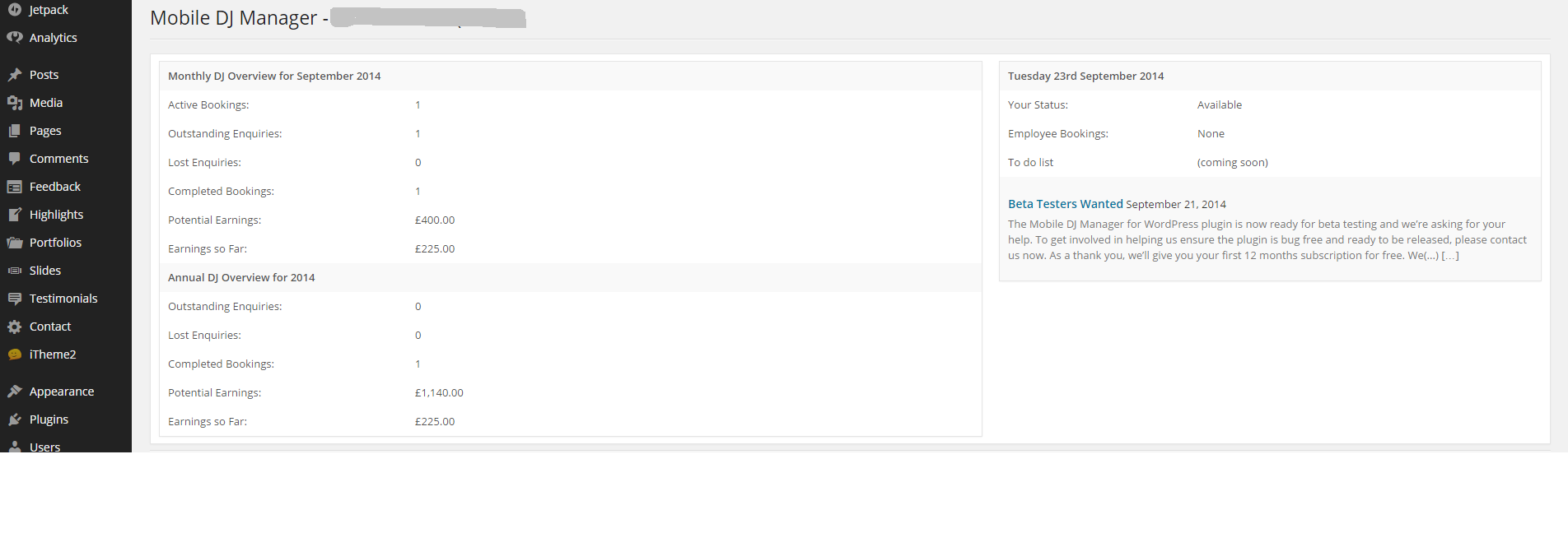 The Dashboard as seen by an employee when they are logged in