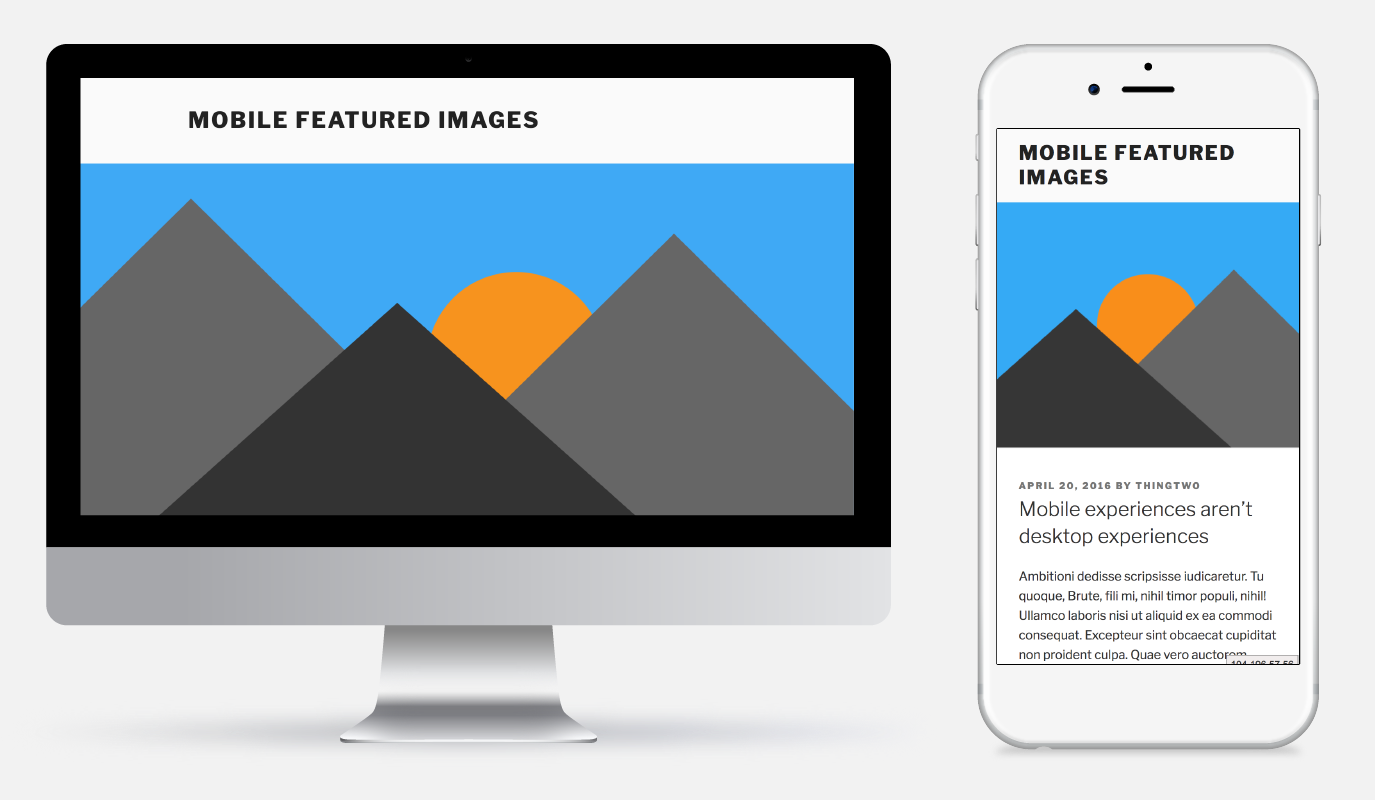 The same post, when viewed on a desktop or phone, shows two different images for the featured image