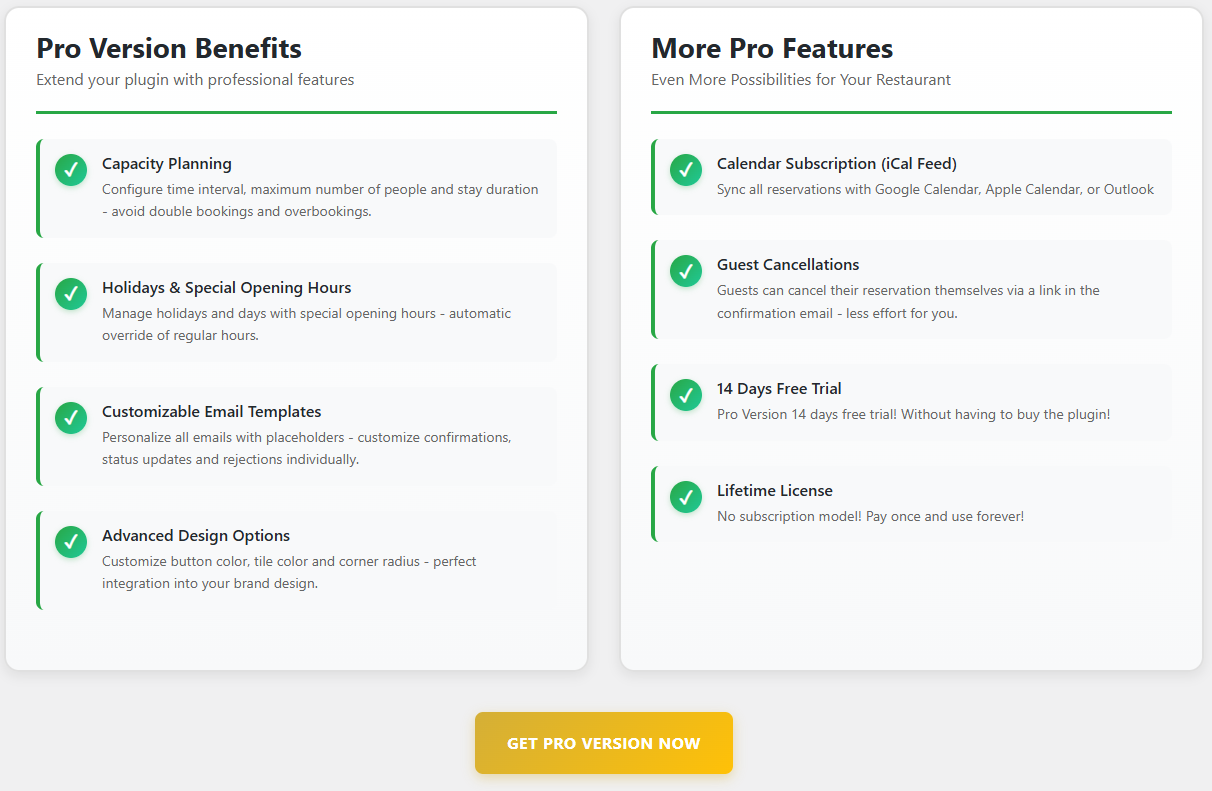 The settings page for regular weekly opening hours.