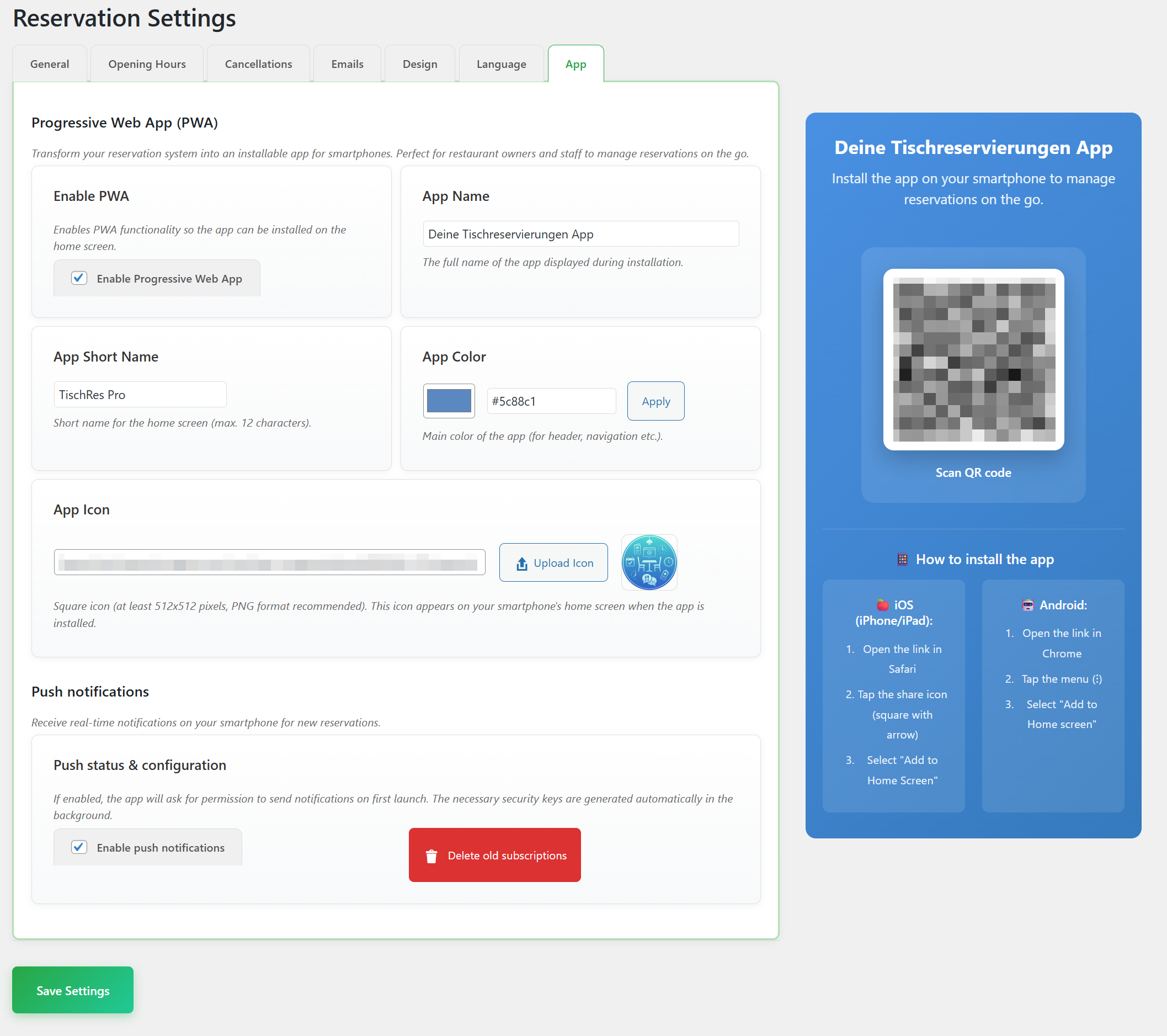 The email template management with language selection. (Pro)