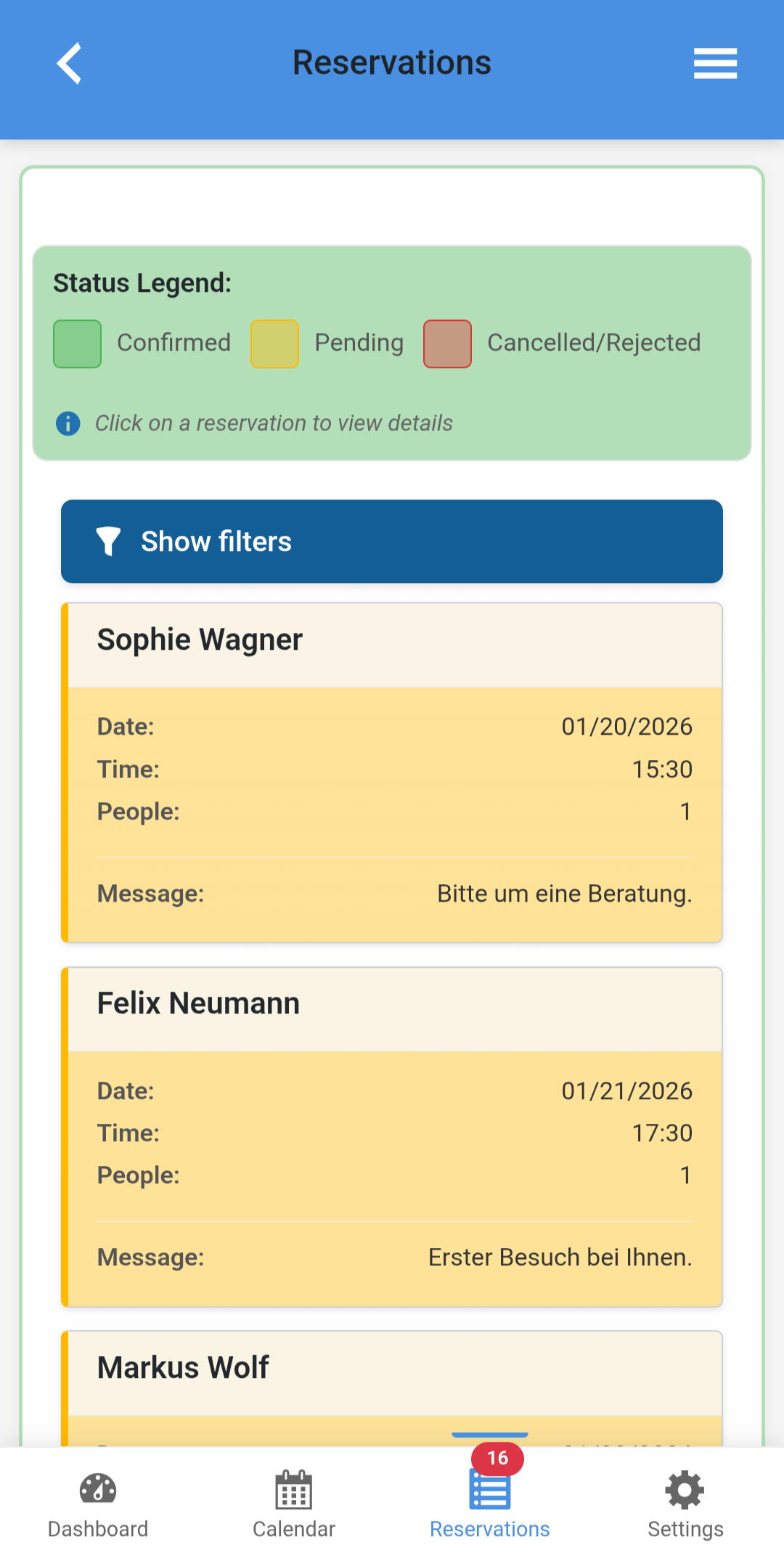The calendar subscription settings for iCal feed. (Pro)