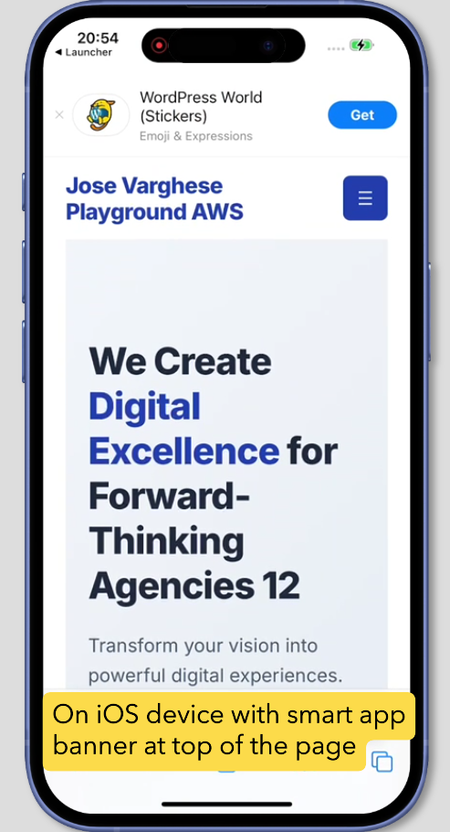 iOS Smart Banner showing on Safari browser for an app