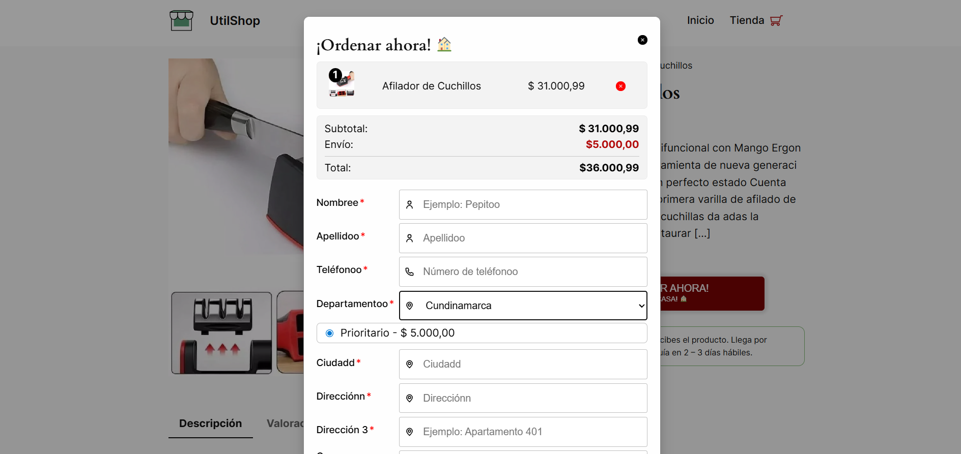 Sección de ajustes de diseño 2