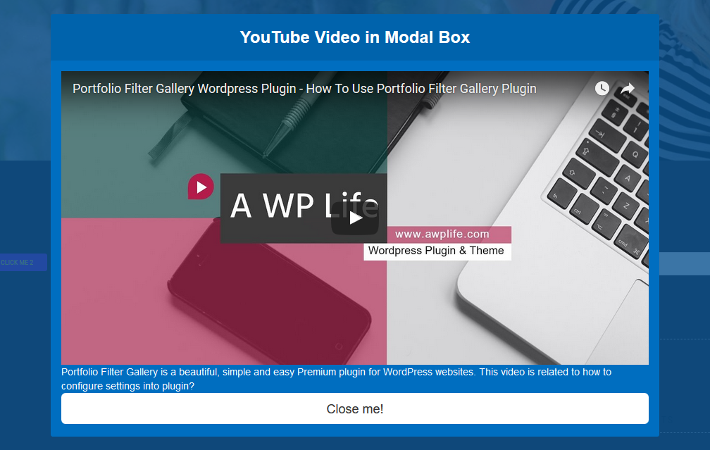YouTube Video into Modal Pop Box