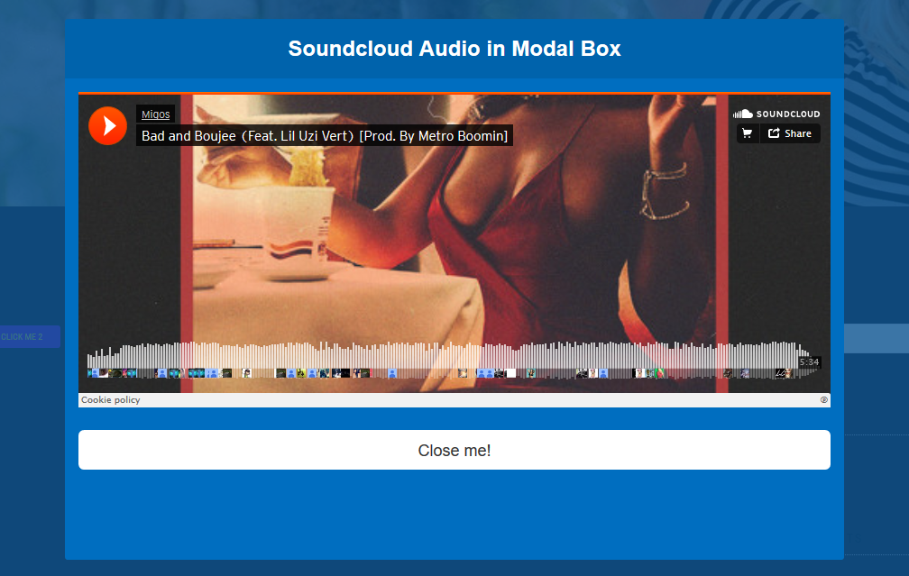Soundcloud Audio into Modal Pop Box