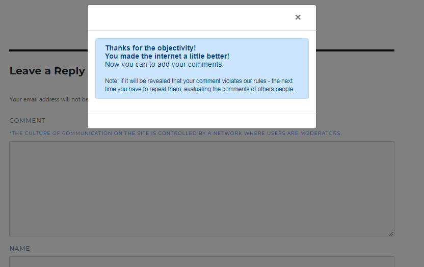 Message to the user after successful completion of moderation task.