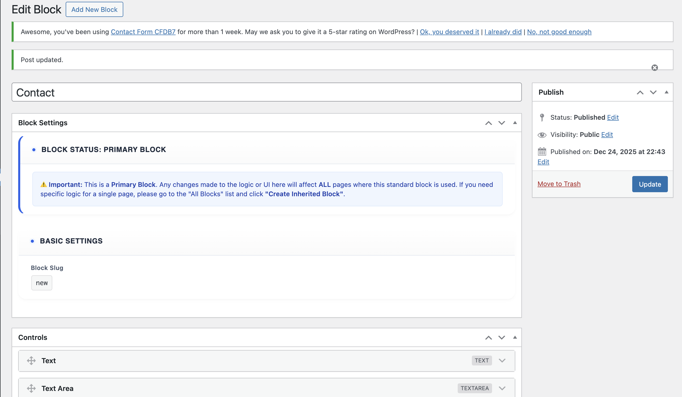 **Import/Export** - Easily share blocks between sites