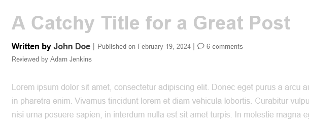 Post byline showing additional post information towards the post author