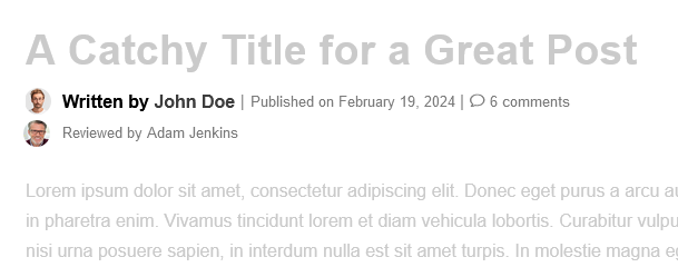 Post byline showing post information in multiple lines