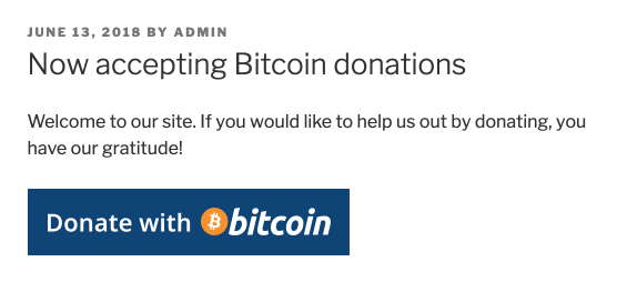 Visit your website and try out bitcoin donations!