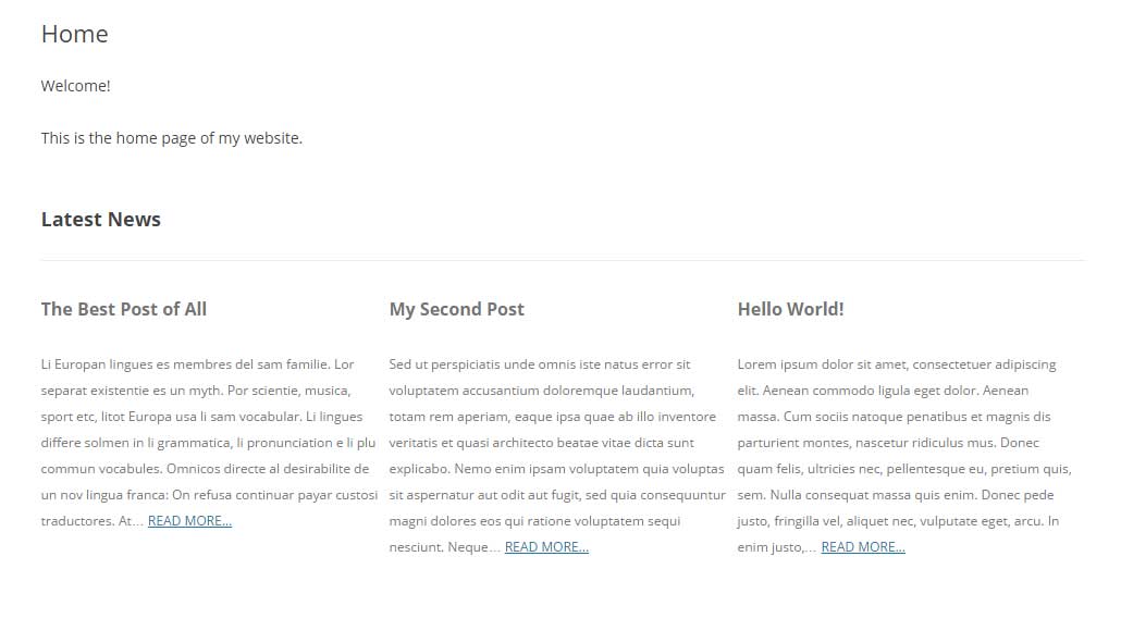 The posts displayed horizontally.