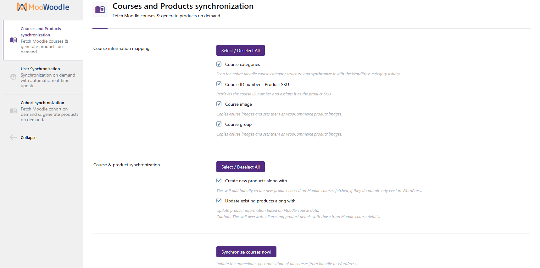 Configure the shop page and the display settings for the enrollment button.