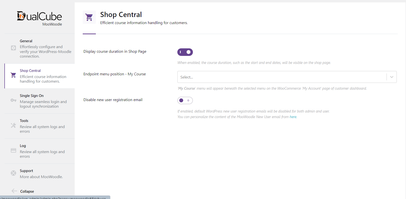 Configure Single Sign-On (SSO) from the Moodle side.