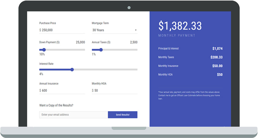 Sample Frontend View of the Calculator