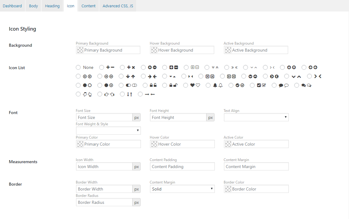 Settings Page (Icon Styling).