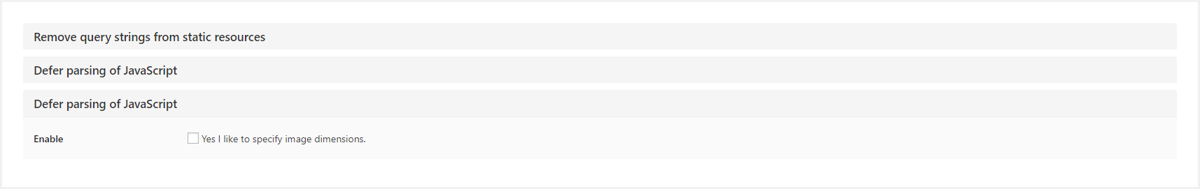 Settings Page (Specify image dimensions).