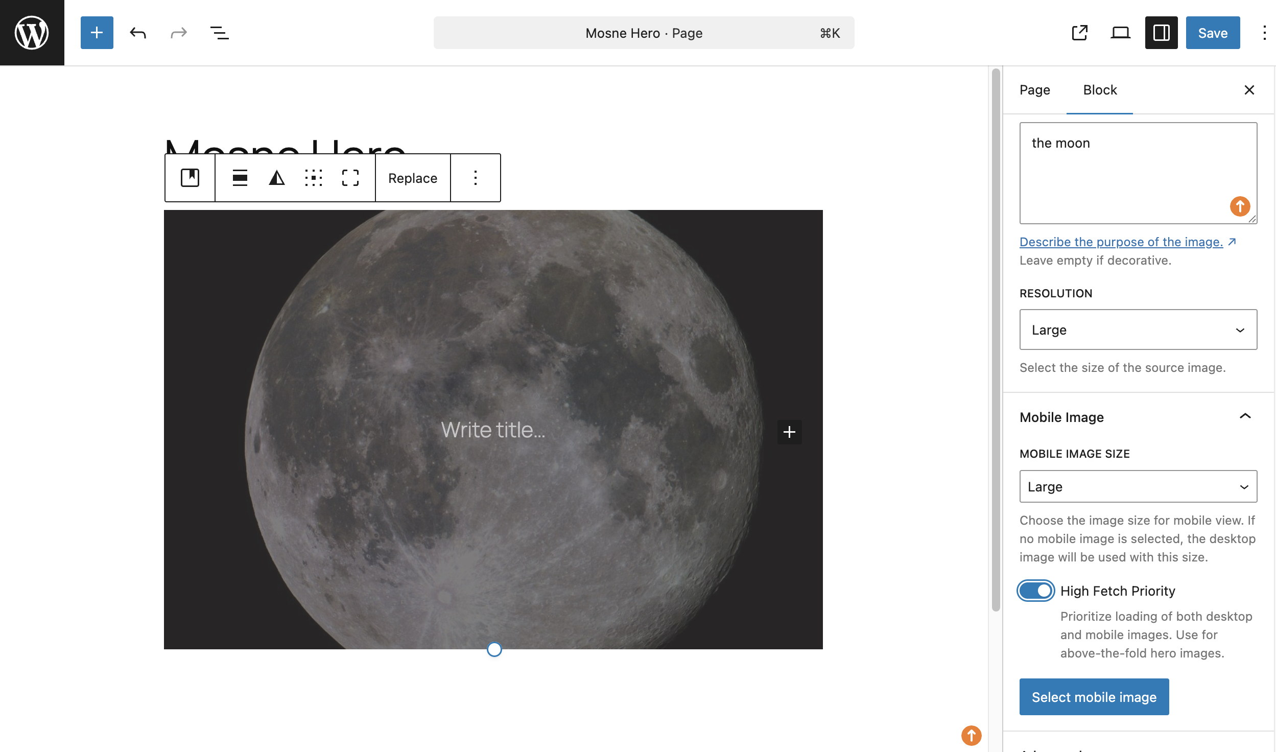 Add desktop image and activate the high fetch priority