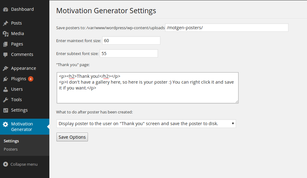 Settings Page