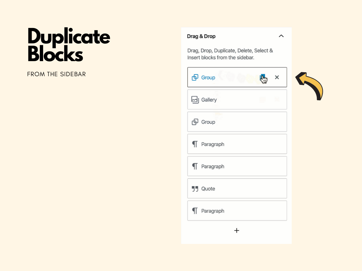 Duplicate blocks from the sidebar