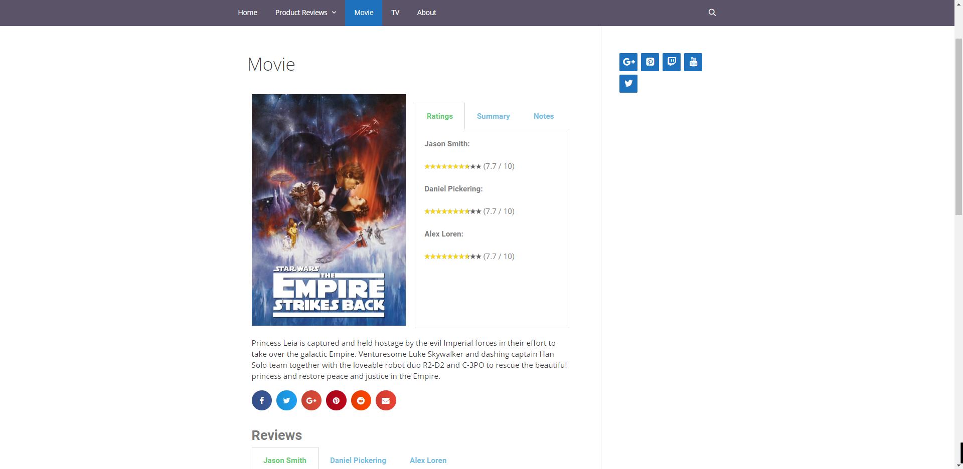 Example of the widget in action note: side rating bar is not part of the plugin
