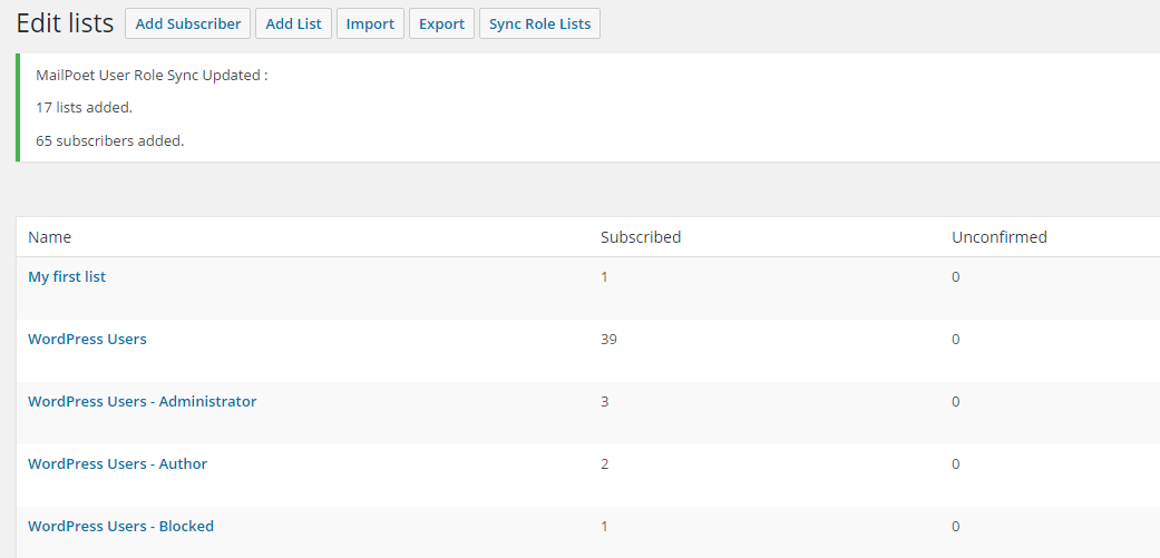 Your lists page now has role-based lists, yay!