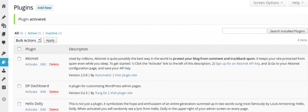Plugins page.
