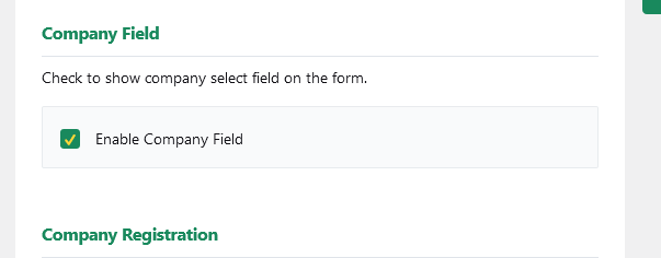 Settings to enable Company Integration (optional)