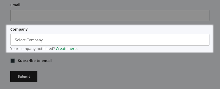 Company field on the form