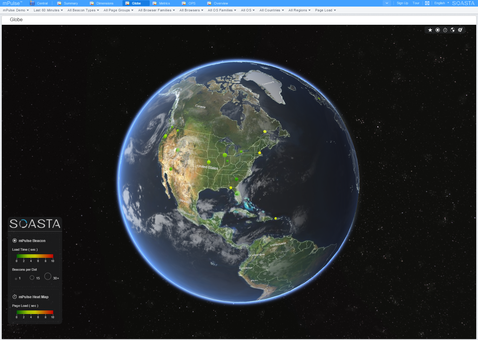 Stunning WebGL visualizations illustrate exactly where users are impacted by site performance.