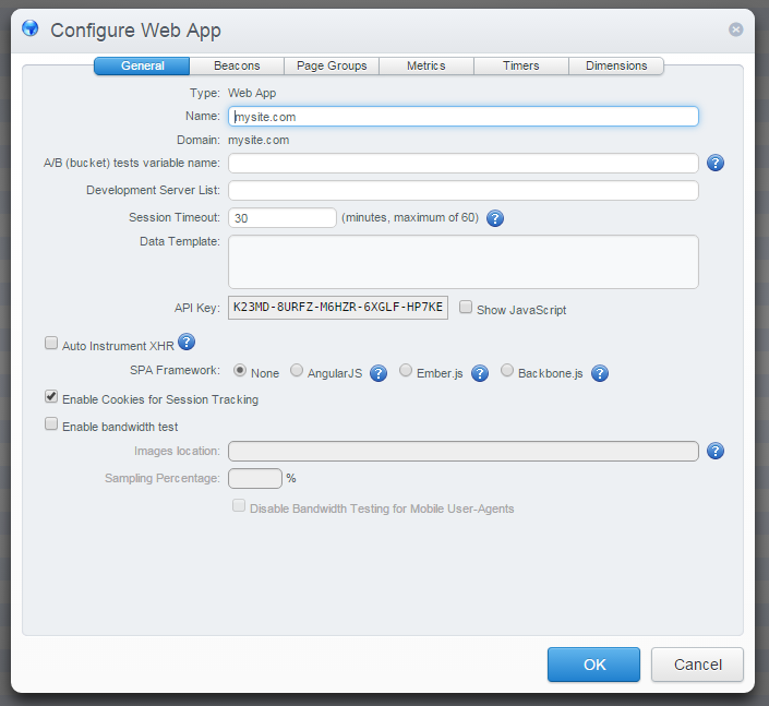 To enable: From your mPulse domain configuration, copy your API key.