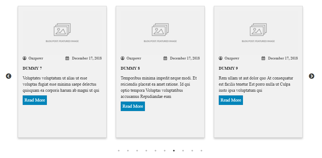 Frontend view of the slider layout.