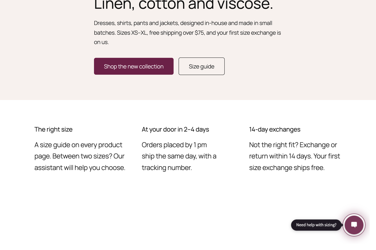 The "MsgBox: Ask the AI" block puts the bot on the product page itself: the shopper asks about the product they are looking at, and the answer arrives in place (Commerce plan or higher).
