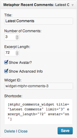 Recent Comments Settings