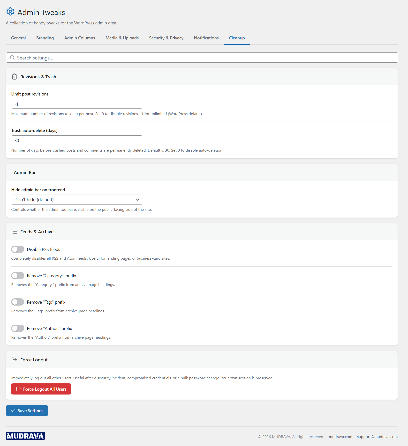 Cleanup utilities and maintenance actions