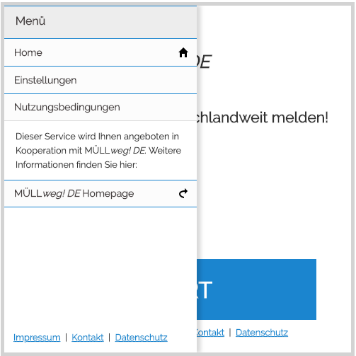 MÜLLweg! DE Plugin Menüpunkte