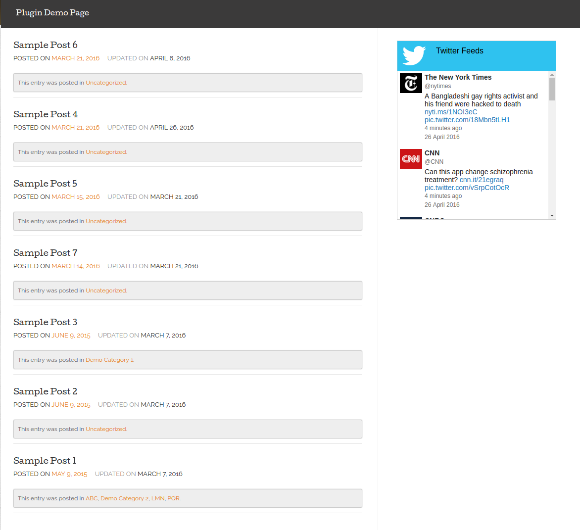 Frontend widget view