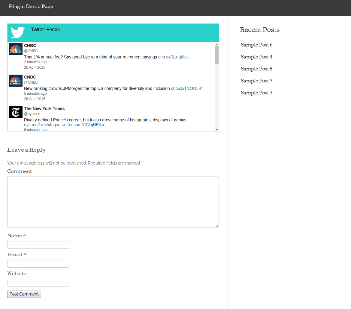 Frontend page view using shortcode [wli-multi-account-tweet-feeds]