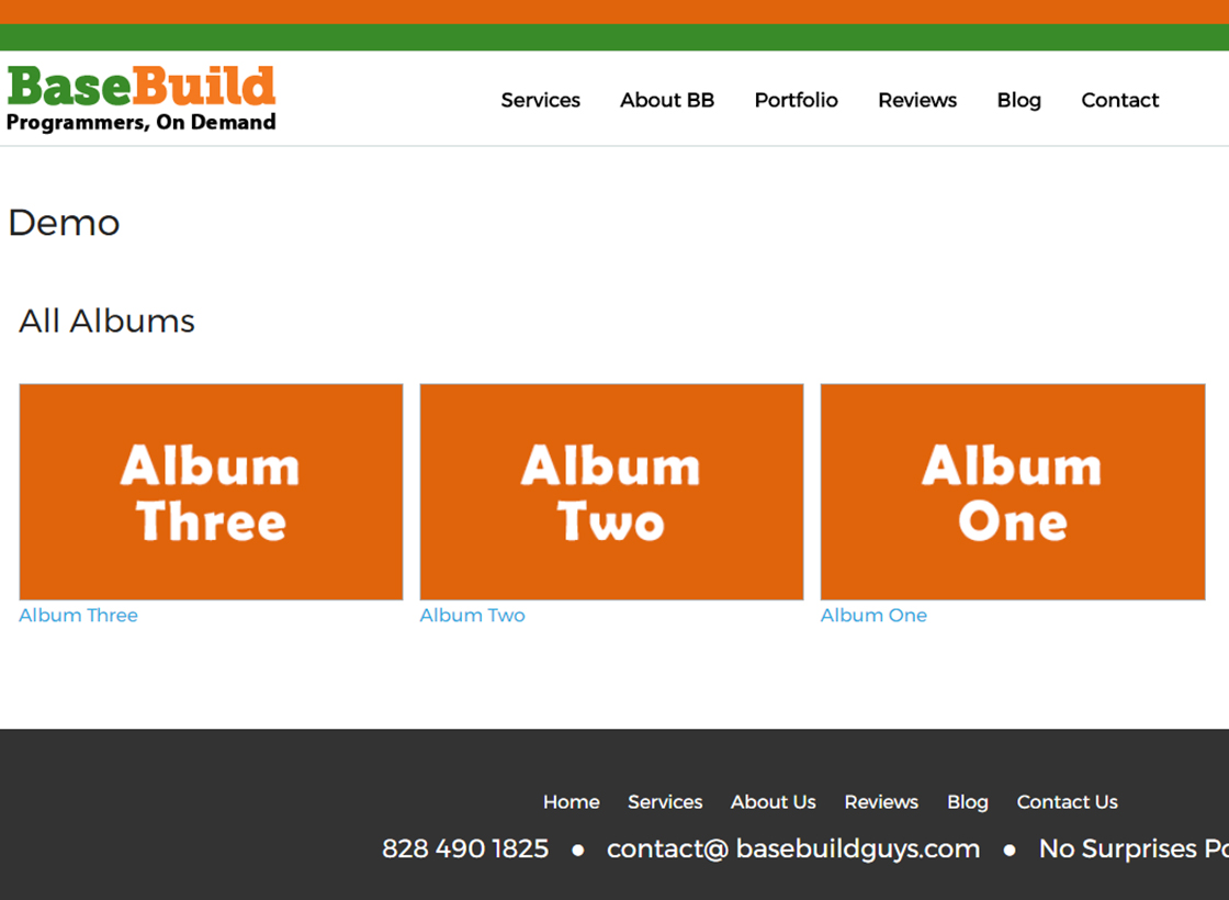 The albums page on our site at BaseBuildGuys.com. How it looks may differs on your theme style.