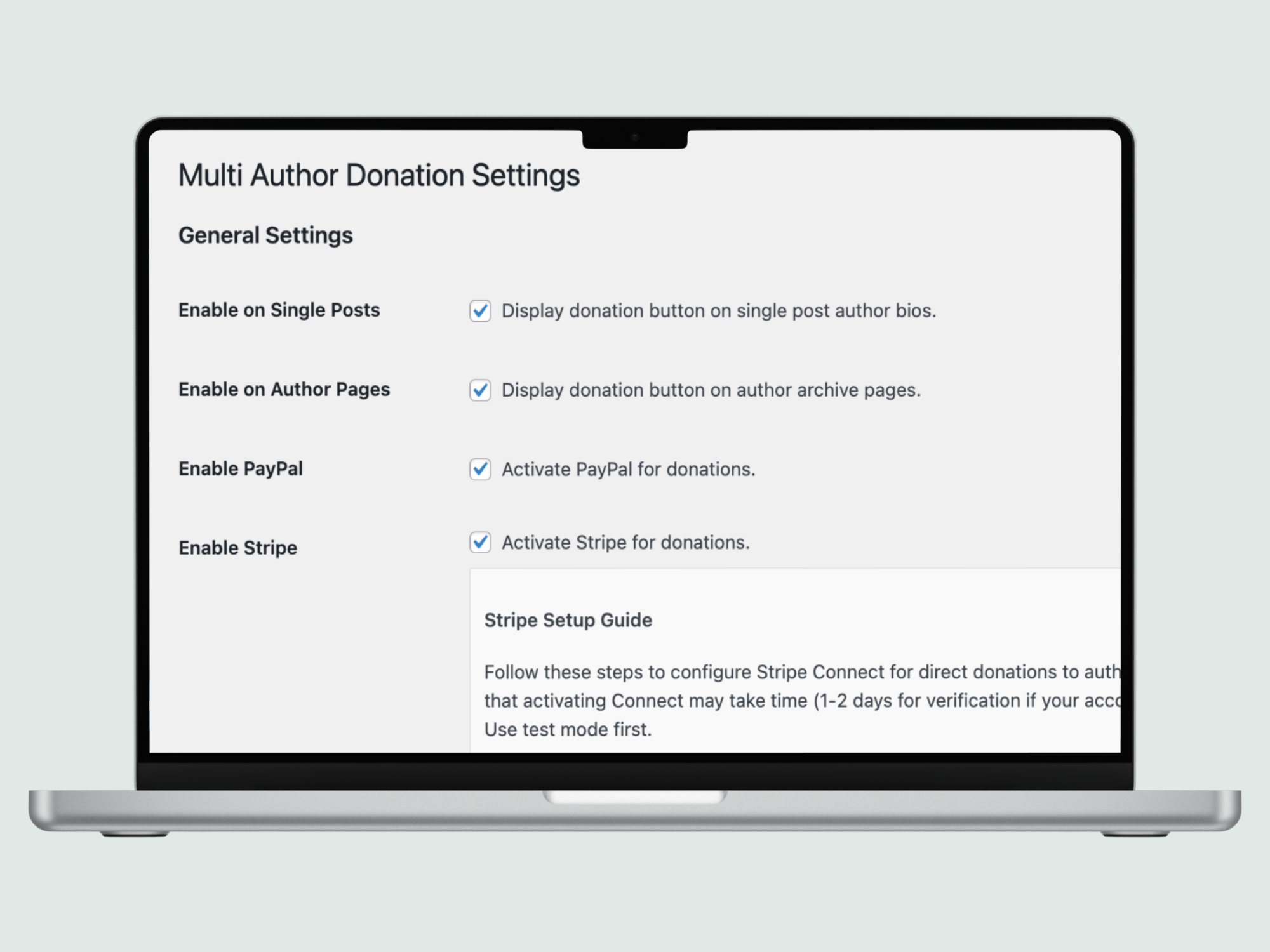**Settings Page** (screenshot-3.png): Configure gateways, API keys, and display options.