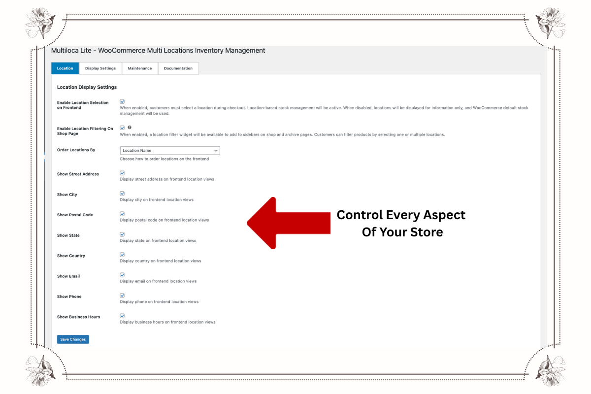 Configure store, warehouse, and pickup points using flexible WooCommerce multi-location inventory settings.