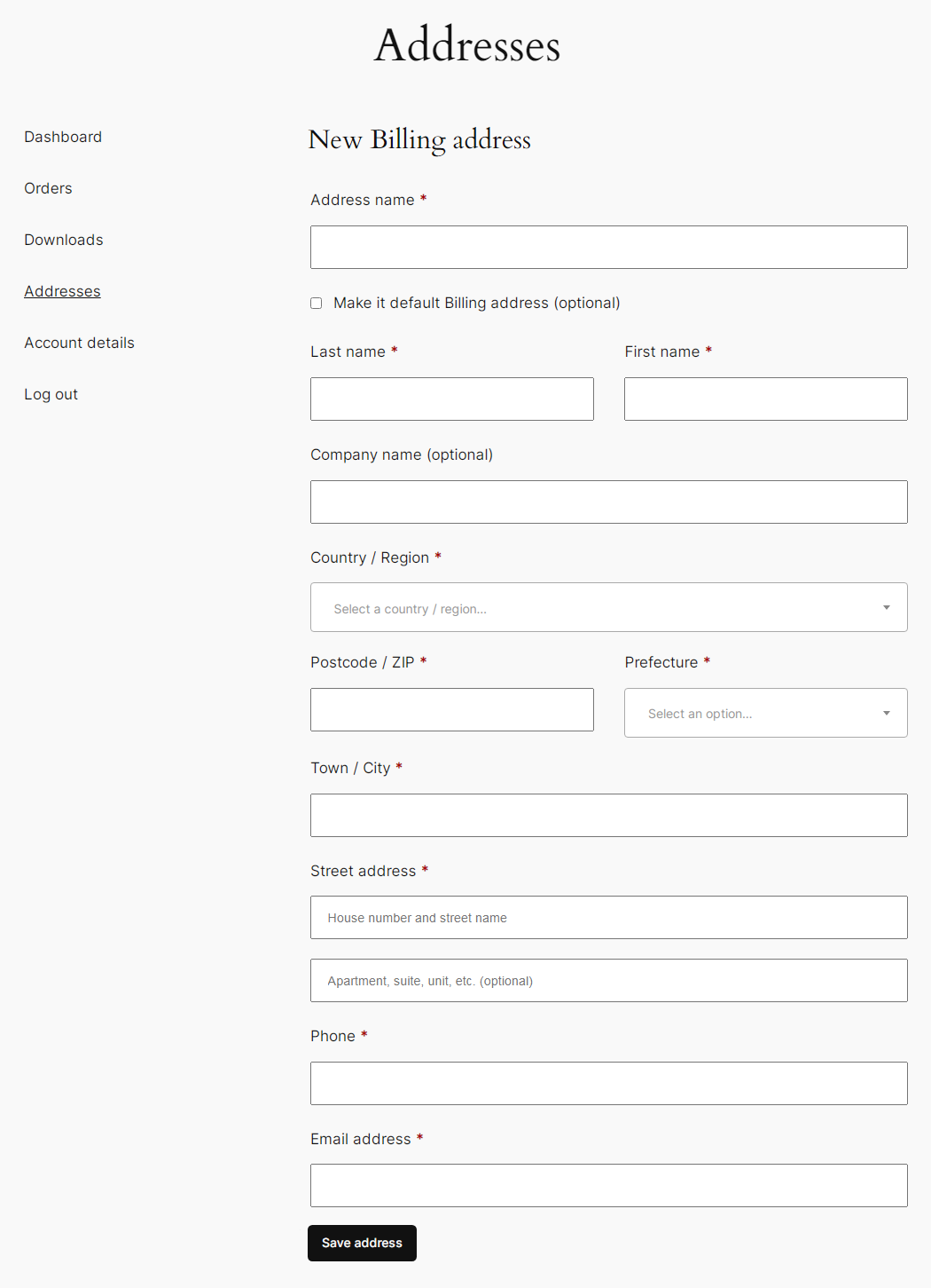 New billig address